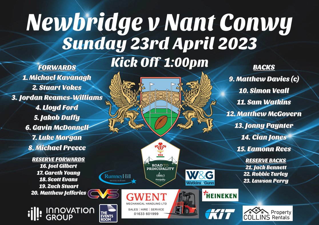 TEAM NEWS | Here are the Blue🔵 & Blacks⚫️ that have been selected for the National Division 1 Cup Final on Sunday against @CRNantConwy at the @principalitysta 💙🖤