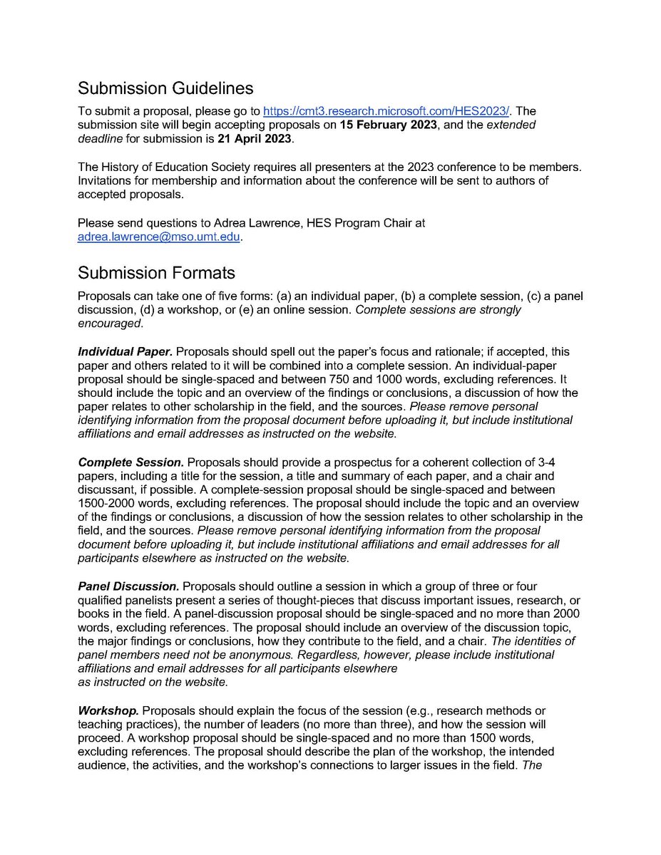 Reminder! HES 2023 proposal are due tomorrow, April 21. Submit a proposal and join our 2023 annual meeting! historyofeducation.org/annual-meeting…