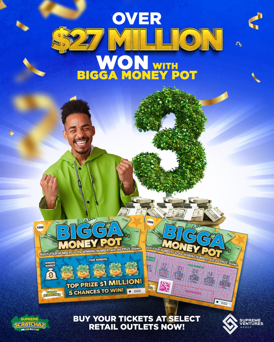 SVLGrp's tweet image. Over $27 Million won from BIGGA Money Pot #SupremeScratchaz ! 

Give yourself a chance to join the winnings and buy a Scratchaz now!

#SupremeGames #SVGames#PlayandWinwithSVGames #Scratchaz#ScratchandWin #SupremeScratchaz