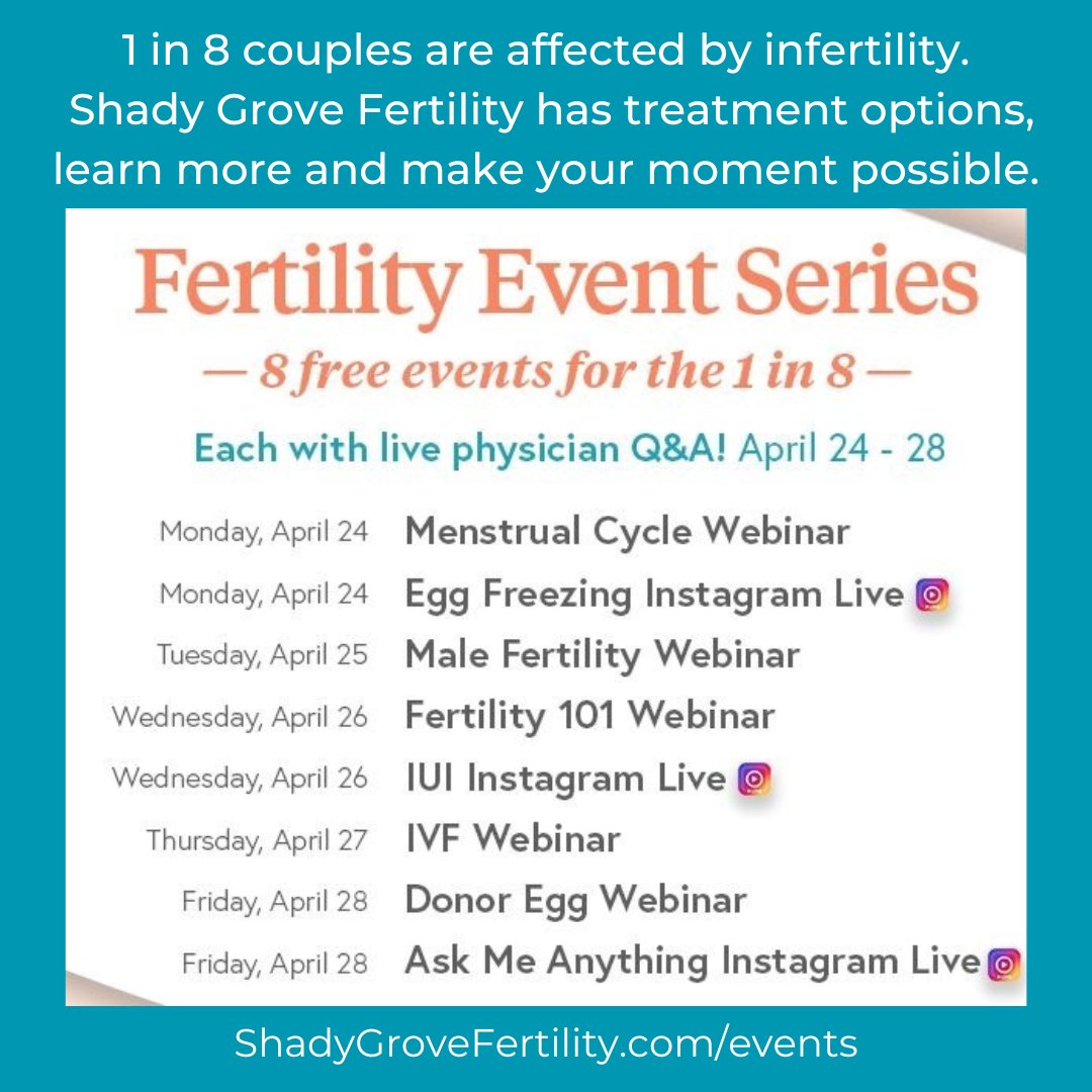 SimplyBuckhead's tweet photo. SAVE THE DATE:  #NIAW2023 is on!  National Infertility Week is next week, tune in for a free event series hosted by Shady Grove Fertility and featuring 5 webinars and 3 Instagram Lives, to chat about all things infertility.

For more information:   https://t.co/e5Kfc9cr09 https://t.co/SzPkwiduek