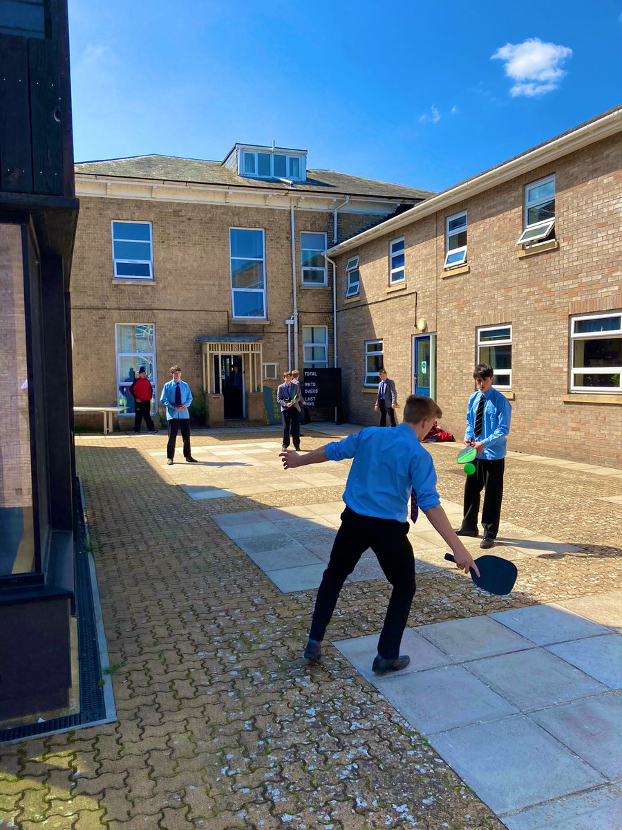 bishopfoxhouse's tweet photo. We have had 8am volleybird, lunchtime pickleball and afternoon cricket so far today. We have also had revision, but those photos haven’t got such beautiful blue skies. Welcome back summer!
 🦊☀️ https://t.co/34CwTTMzqI