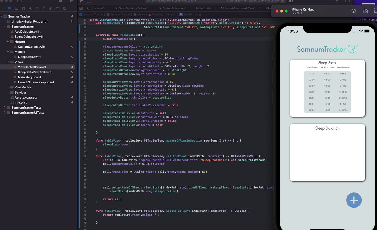 Anthonayer's tweet photo. Day 1 of #100DaysOfCode

Today I started a personal project called SomnumTracker, a sleep tracker app for iOS with Swift. Logo design, color style, small part of home screen view and logic  almost done. https://t.co/buE5bRJMW1