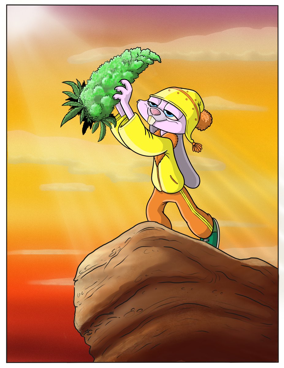 THE CIRCLE OF GANJA! IT MOVES US ALL TO A HIGHER PLACE! RAISE IT UP AND BLAZE IT UP! 🙌🔥 BUST UP YOUR BIGGEST NUG, IT'S 4/20, YO!! 🐰🥦 #420 #blazeit #madpanda #madpandaandribbit #highlife