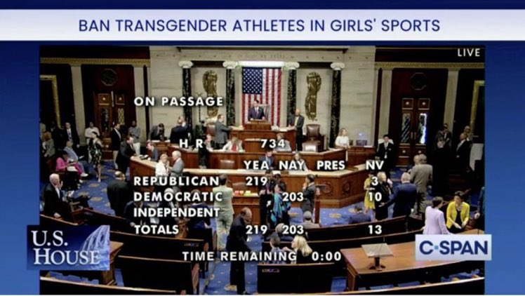 Zero Democrats vote in favor of protecting women from men masquerading as women in sport