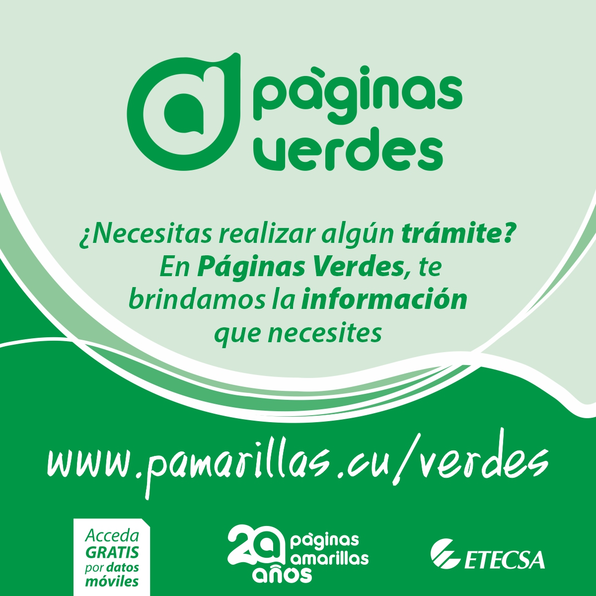 En la sección Páginas verdes encuentras los trámites por entidades y la documentación necesaria para realizarlos. pamarillas.cu es libre de costo desde datos móviles, otra facilidad que debes tener presente cuando vayas a hacer una búsqueda de números telefónicos.