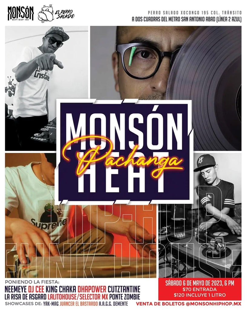 Invenciblenet's tweet photo. Se viene Monsón Heat Pachanga🔥

El crew de hip hop Monsón tendrá una presentación con todos sus integrantes @NeemeyeS, Dj Cee, King Chaka, Cutztantine @trackzion, Yak-Mag, Juancer el bastardo, AAGG demente🎤💿

6 Mayo 2023
⏰6pm $70
El perro salado, cdmx

#invencibleradio https://t.co/VZioPGAHHl