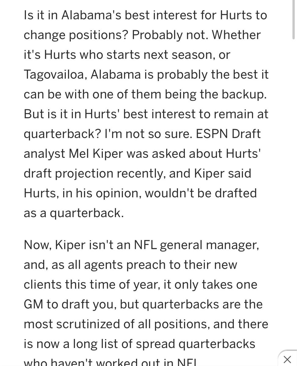 Not as a QB There was no nfl evaluator quarterback and This was in 2018 lol
I’ll give you one even better
They tried to get him to switch positions even at the combine in 2020 https://t.co/MTT1vT6jqH https://t.co/rz2ODB9x4P