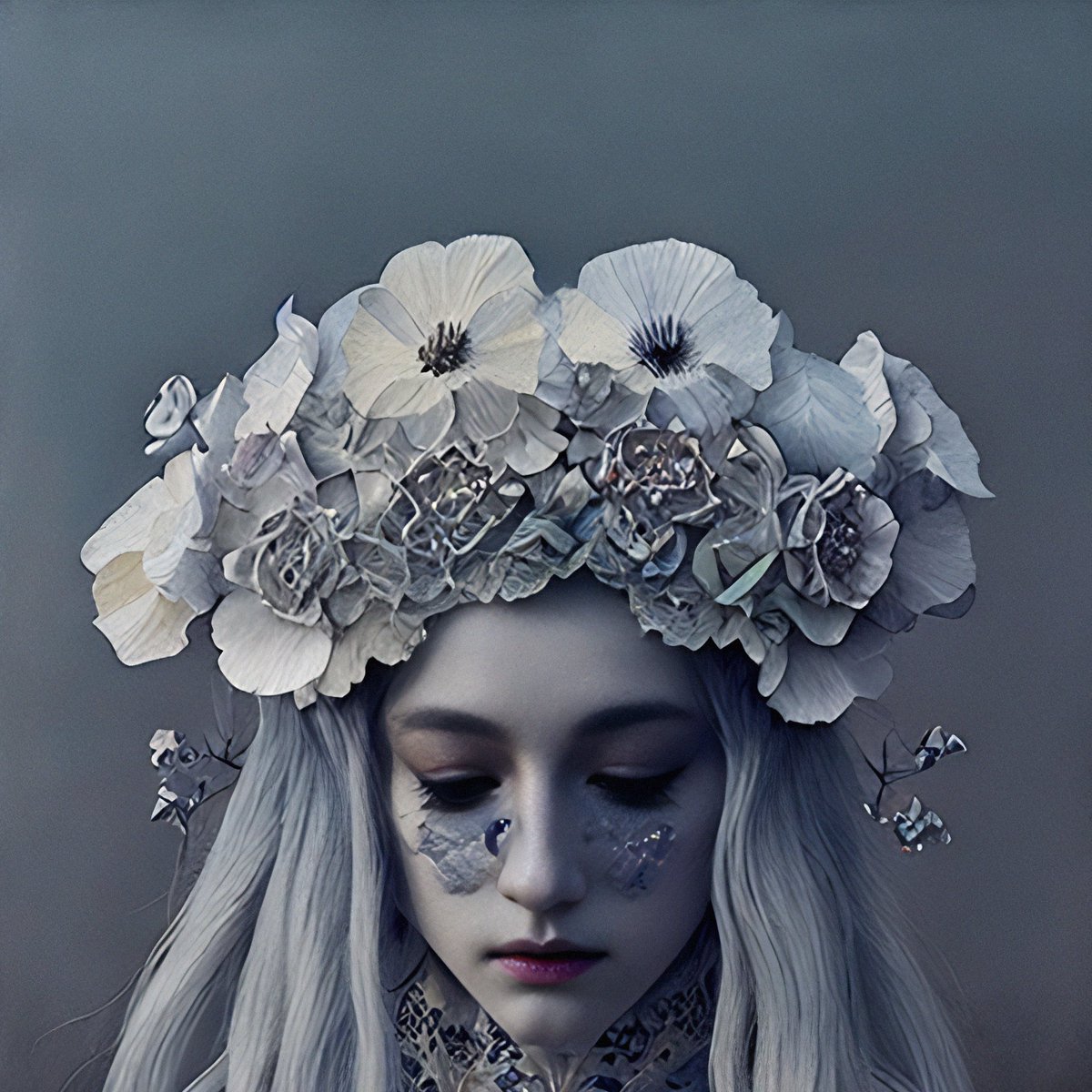 desolatronica's tweet photo. GN friends!🌙

A fragile girl with flowers crowned, 
Her delicate spirit, unbound. 
A wreath upon her blondie hair, 
A symbol of her gentle flair. https://t.co/4bCZpSWWUU