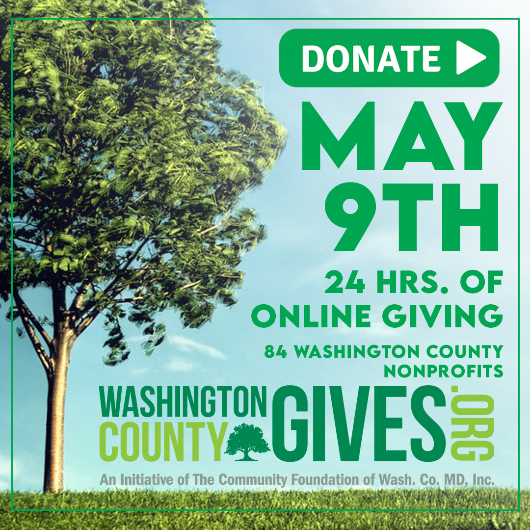 CFWCMD's tweet image. The time is approaching to GIVE BACK! The 11th Annual Washington County Gives takes place on Tuesday, May 9th! 24 hours of online giving at washigntoncountygives.org to 84 participating nonprofits! #WashingtonCountyGives