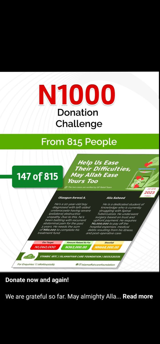 147 persons have donated. Join the train. May Allah reward.  Amin