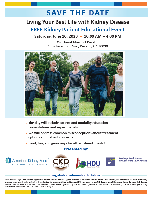 Have you heard?! The IPRO ESRD Network is hosting a Patient Summit in Decatur, GA.