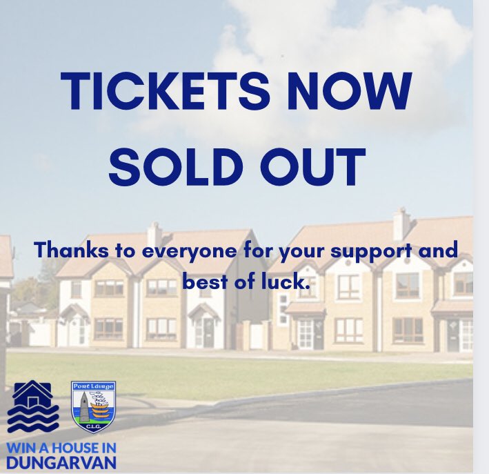 Tickets now sold out. Draw will take place Sunday at 11am live on our Facebook Page. Thanks to everyone for your support and best of luck.