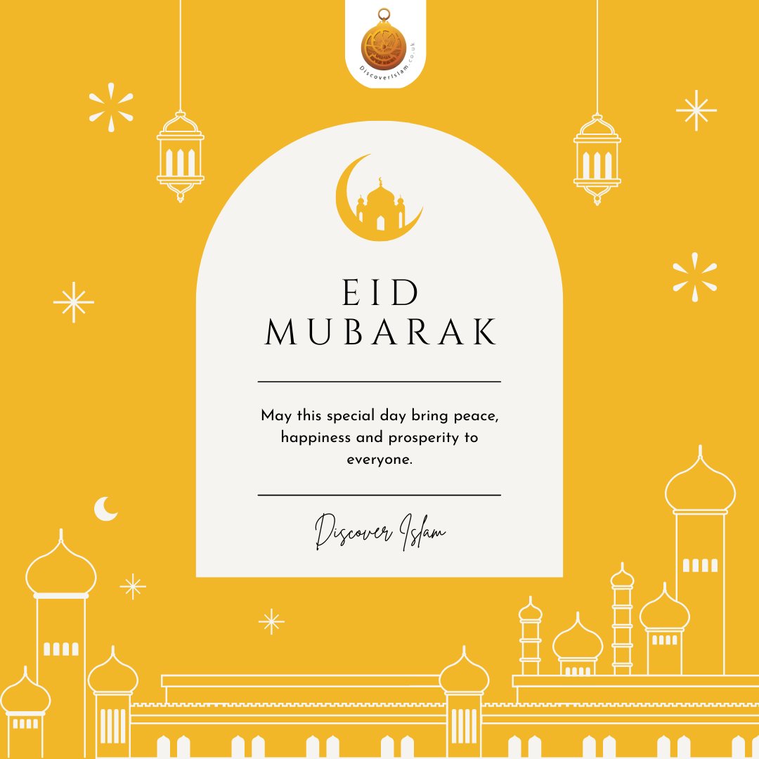 DiscoverIslamUK's tweet photo. Eid Mubarak!
Discover Islam would like to wish you a blessed Eid. May Allah bless you with happiness, peace and calm.
With your support we will be reaching more communities and people across the UK with the message of peace and harmony.  #Eid #eidmubarak📷 https://t.co/R73MUMIRME
