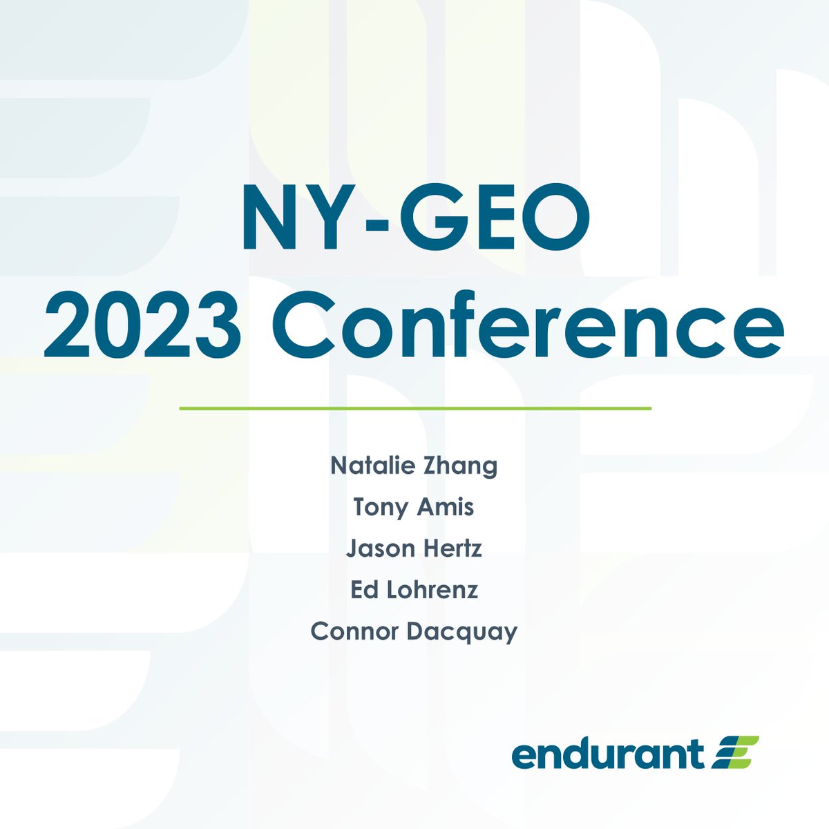 NY-GEO's Annual Conference is six days away! Listen to our GEOptimize colleagues speak on ground heat exchanger designs and stop by Endurant's booth to discuss how #renewableenergy systems can help reach your #sustainability goals.