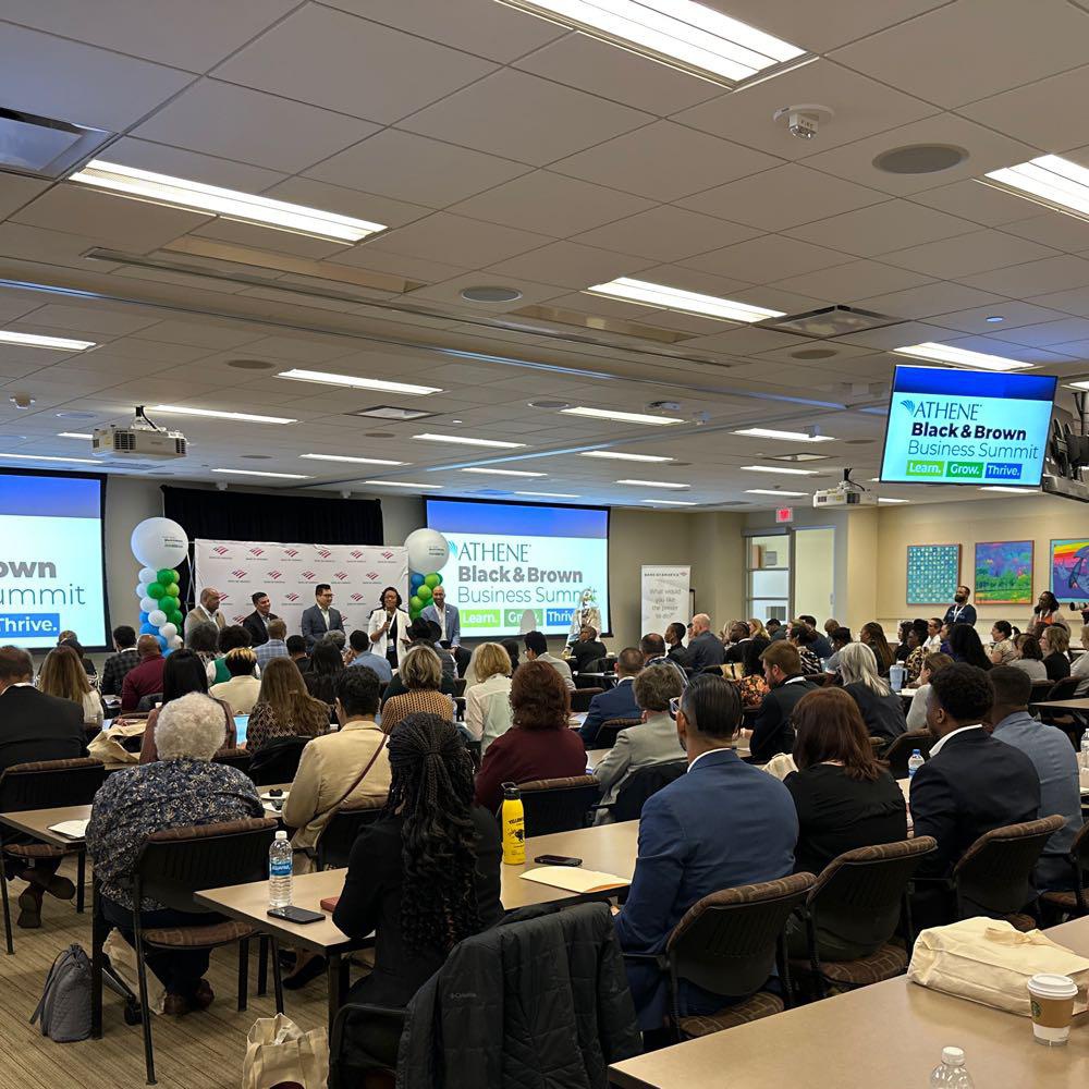 WDMCHAMBER's tweet photo. The 3rd Annual @AtheneUSA Black & Brown Business Summit presented by @WellsFargo is underway here in West Des Moines. Follow along and share your experience with us using #BBBS23!
#GoWestWDM #WDMstrong #DEIowa #BOApitch23 https://t.co/GJHqSPgrA7