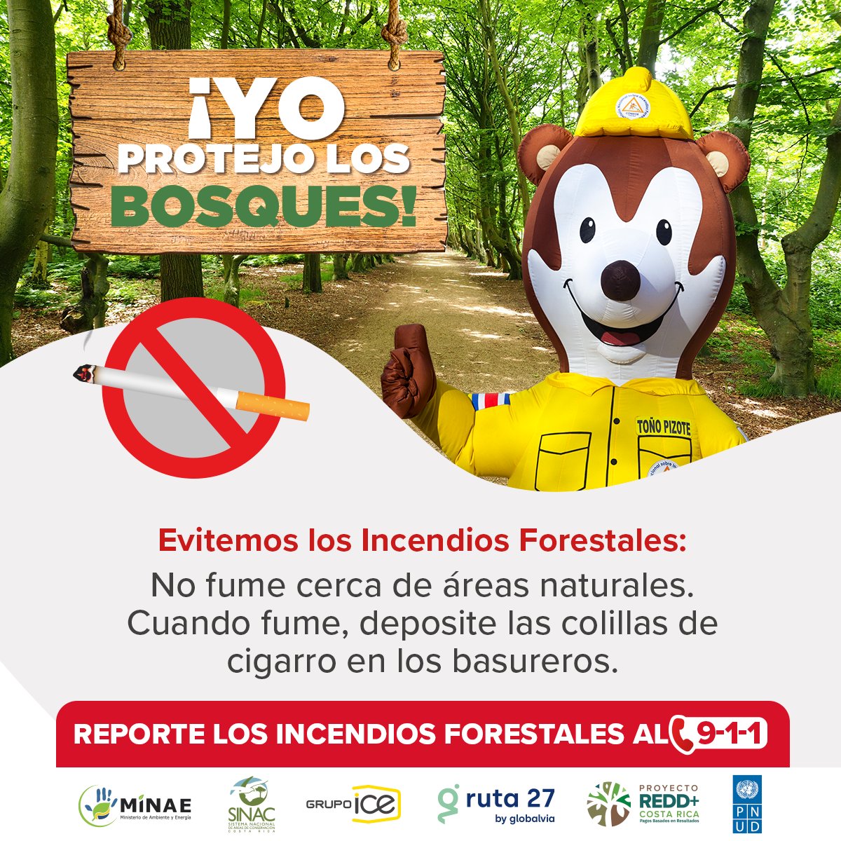 CRMinae's tweet photo. #YoProtejoLosBosques
Unite a la campaña para proteger los bosques
Reportá todo incendio forestal al #911 #ProyectoREDD+PBR #NoDejarANadieAtrás
@sinac_cr @GrupoICEcr @tonopizote @autopdelsol @PNUDCR https://t.co/JVXVE6XxUf