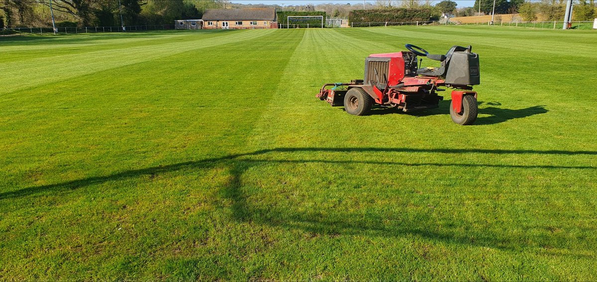 dthurman32's tweet photo. First length way cut of the year with the trusty toro216d due to the wet weather we've had. Fortunately maintained grass in goalmouths which would be good for the reno budget....if we had one that is https://t.co/BLE7ERQqLw