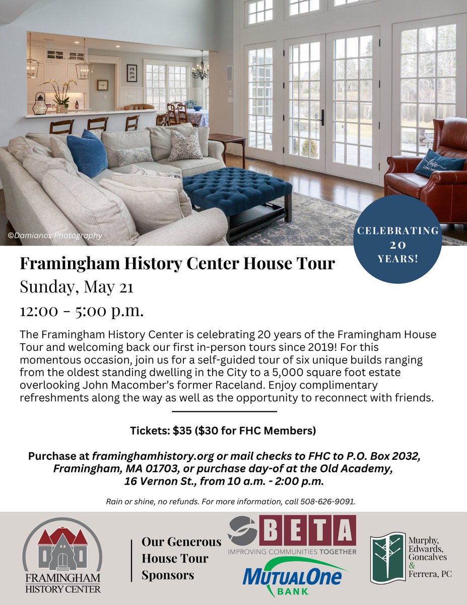 #FraminghamHouseTour tickets are on sale now! eventbrite.com/e/602678245857