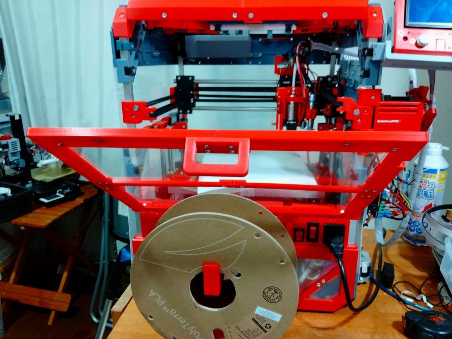 saiki0011's tweet photo. #3dprinter #自作機 #coreXY #Ex_02 建造記録
#3Dプリンタ #3Dプリンター #reprap
色々と問題ありありですが
これでしばらくこの機体は
運営してみようと思います💦
うん
リールアームを展開して
フィラメントリールをセットすると
フルにドアが降りないのは
最初からわかってた<自爆😓 https://t.co/uQnsSilOqA