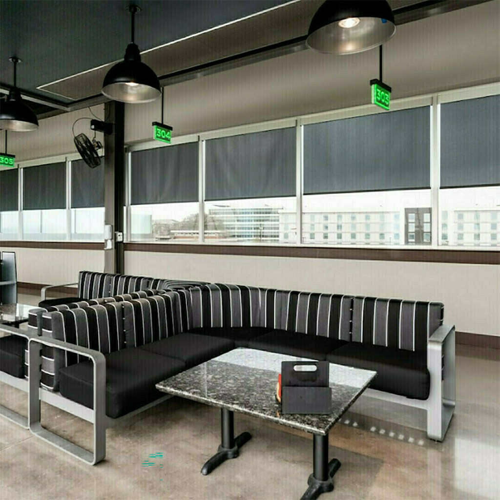 Let your commercial space thrive with our black solar shades.
 
When light control is a must, solar shades are ideal as they are easy to use and reduce glare and harmful UV rays, protecting your furnishings and keeping your customers comfortable.