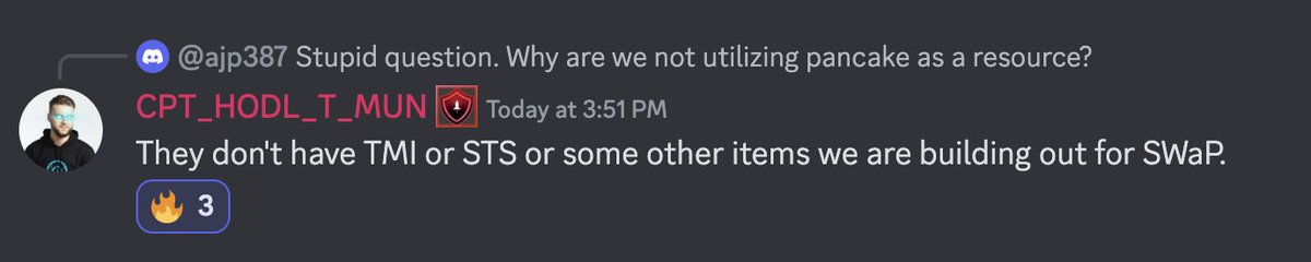 Defi_Spidey's tweet photo. John answering someone asking why #SafeMoon does not utilize PCS as a DEX swap.
#SafeMoonTMI #SafeMoonSTS #SafeMoonSWaP
#SafeMoonWallet #SafeMoonApp #SafeMoonStrong
#SafeMoonEcosystem #SafeMoonGalaxy https://t.co/Kxy1JZOOWr