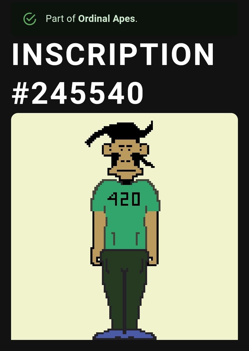 6OrdinalApes's tweet photo. Today 420 π΅βπ« @ordswap π¨
#Ordinals #Ordinalapes
#420day https://t.co/lPtosocnDn