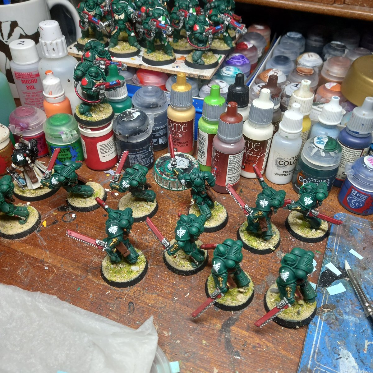 SJDKEY's tweet photo. #hobbystreak Day 845 (1936) made a start on the transfers #spacemarines #adeptusastartes #warhammercommunity #darkangels #thelionreturns #1stlegion #sonsofcaliban #warhammer40k #lioneljohnson #warhammer #paintingwarhammer https://t.co/0PNJoAcKEg