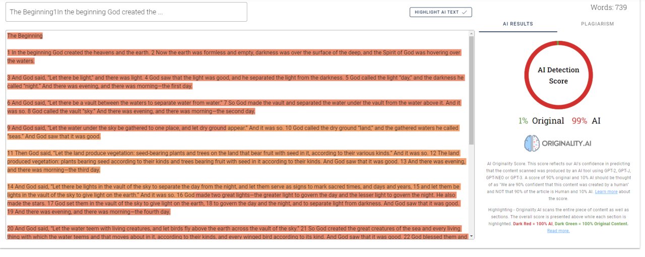 Genesis in the Bible was also written by AI apparently.