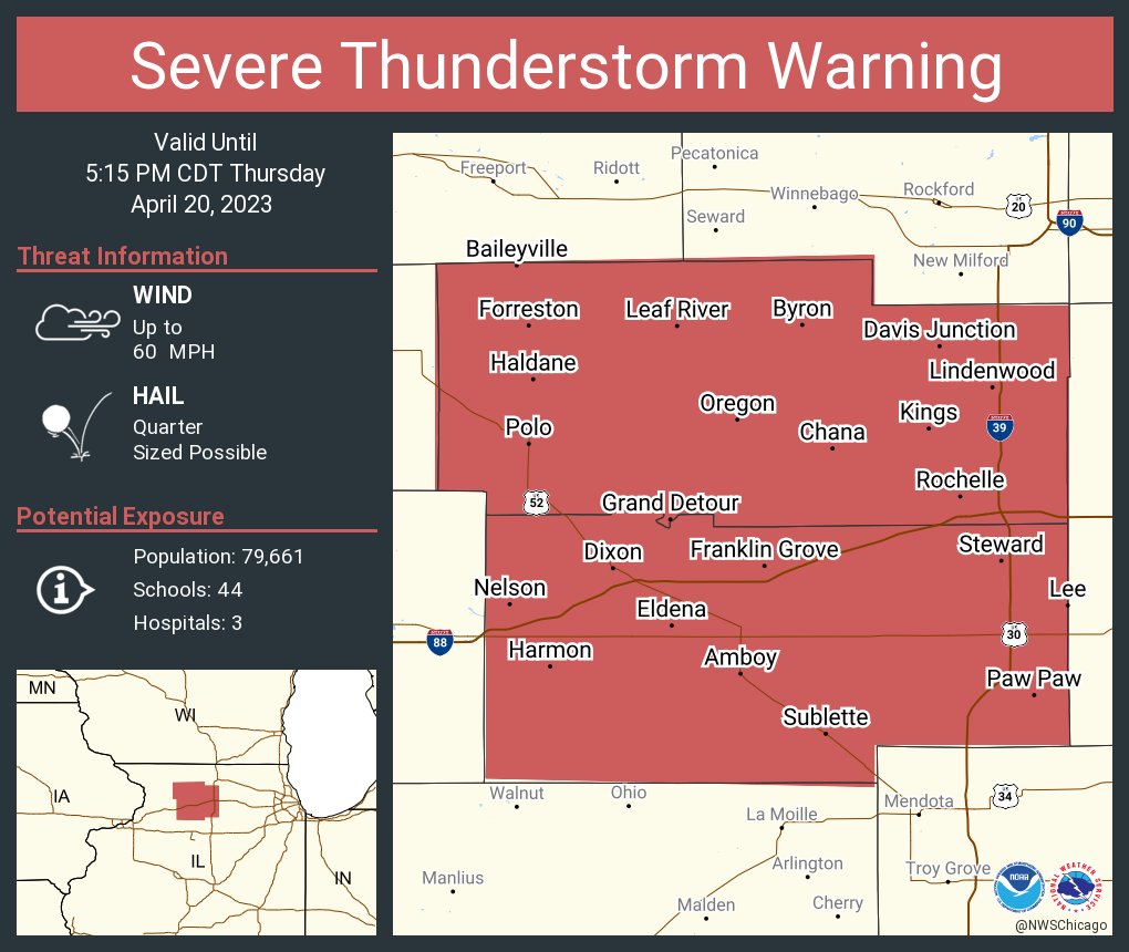 NWS Chicago on Twitter "Severe Thunderstorm Warning including Dixon IL
