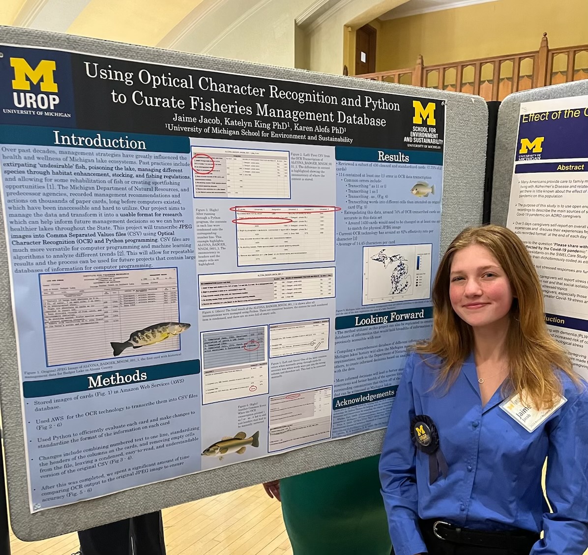 So proud of my UROP student for getting a blue ribbon on her poster presentation yesterday!  Working to digitize historical management data. Future uses include looking at changes in mngment actions over time &amp; how these actions affect fish sp distributions! <a href="/UROPumich/">UROP UMICH</a> <a href="/kmalofs/">Karen Alofs</a>