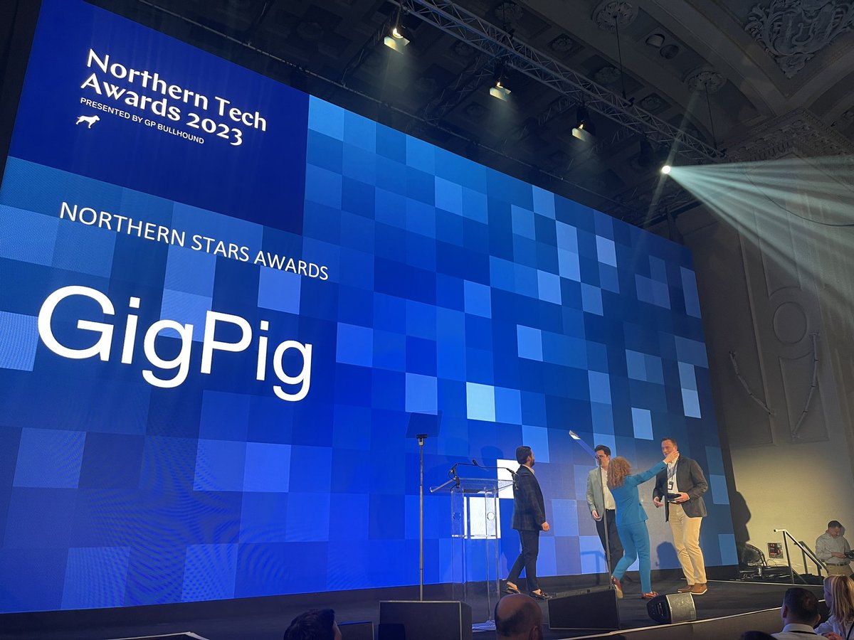 GPBullhound's tweet image. Huge congratulations to GigPig for winning the Northern Star Award for potential International Success! Congrats on being the company with the greatest potential for international success. #NorthernTechAwards