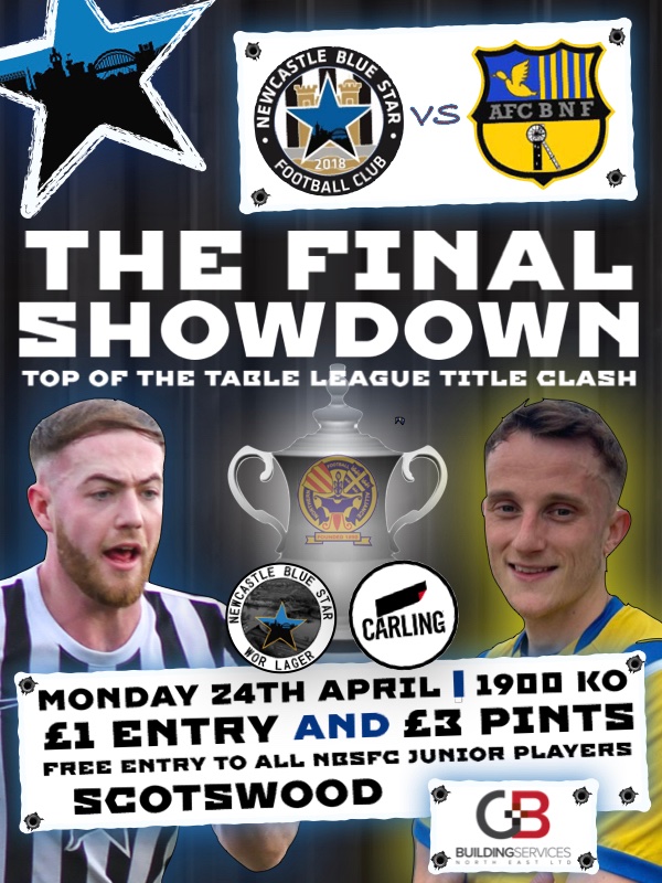 nbsfc2018's tweet photo. THE FINAL SHOWDOWN | This Monday we take on @AFCNewFordley in the @nfalliance1890 down Scotswood... lets spread the word, pack the park and support the lads! Please share and RT this post! 👍

📅THIS MONDAY
⚽ £1 ENTRY
🍺 £3 PINTS
⏰ 7PM KICK OFF

#NBSFC #WestEndCommunity https://t.co/cbh1FV2TBr