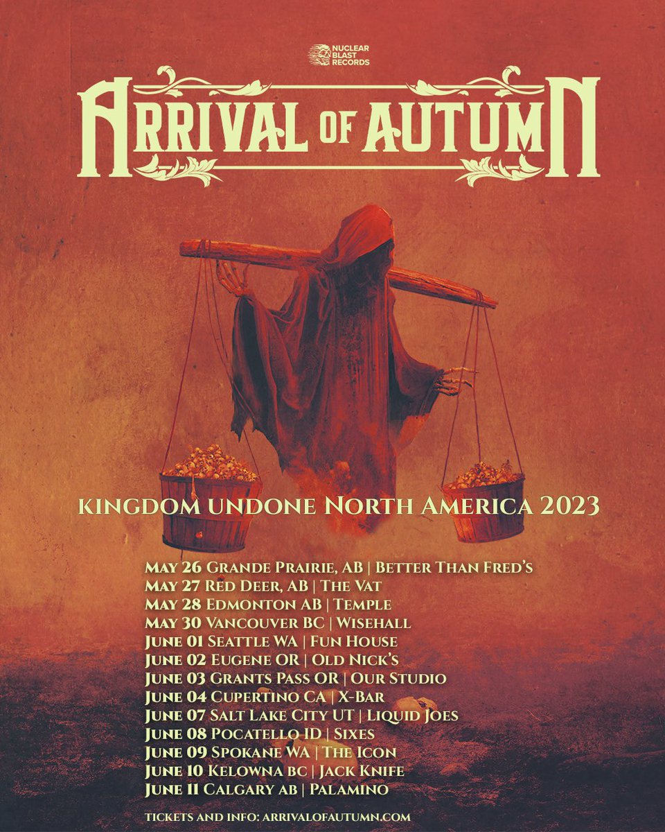 ArrivalOfAutumn's tweet photo. West Coast 2023! Tag someone you want to bring to a show! 

Make sure to come see some of the new songs to be played live for the very first time! https://t.co/YvCxYDz3mg