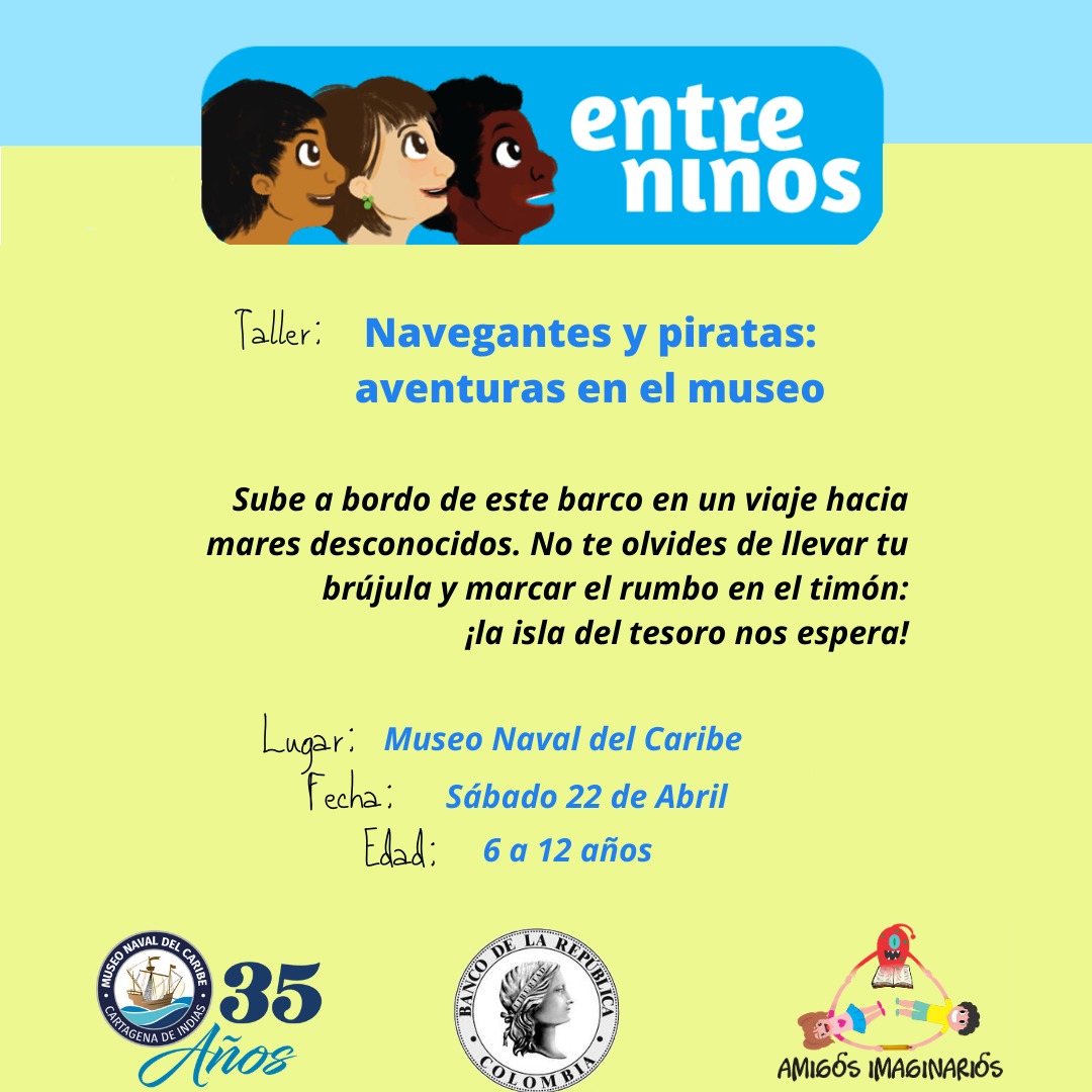Museo_NavalCart's tweet photo. ¿Qué no le tienes miedo a los piratas?🏴‍☠️🏴‍☠️🏴‍☠️
🛶🛶🛶
Pues aquí tienes un pase para la aventura de este sábado en el Museo Naval del Caribe. Solo para valientes. 
Buen viento y buena mar 🦈  🐙 🌊 https://t.co/Drh340cJ2X