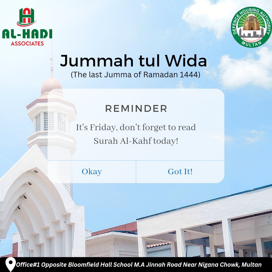alhadipk's tweet image. The Last Jumma of Ramadan 1444 Hijri 
#blessedmonth #BlessedFriday #alhadi #realestatemarket #dhamultan #alhadiassociatespk