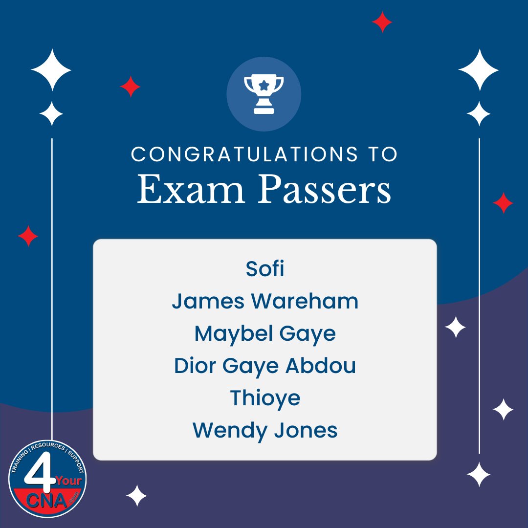 4yourcnaT's tweet photo. Congratulations to those who passed this week! If you're a YT subscriber who passed the exam, comment on one of our videos to get a shoutout. Tune in next week for another Q&amp;A session. Same time, same channel 😘

Don't forget to follow us for more updates!
#4YourCNA #cna https://t.co/mKLlFozH1U