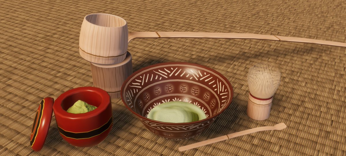CaballolD's tweet photo. This time the #TechnicallyAChallenge theme was Tea, so I made this scene inspired by the Japanese Tea Ceremony to practice creating simple assets.
All the models and textures were created with #Blender3d and the scene was rendered using HDRP
#MadeWithUnity #HDRP https://t.co/Nf0rqgxGQo