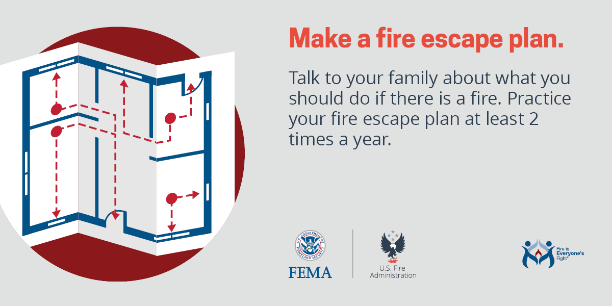 ksfiremarshal's tweet photo. Create & practice a home fire #escapeplan with your family. #PracticeYourPlan during the day & at night at least 2X/year with everyone in your household. Draw a map of each level of your home showing all doors & windows. Choose an outside meeting place where everyone will meet. https://t.co/sg1vnDc2Cu
