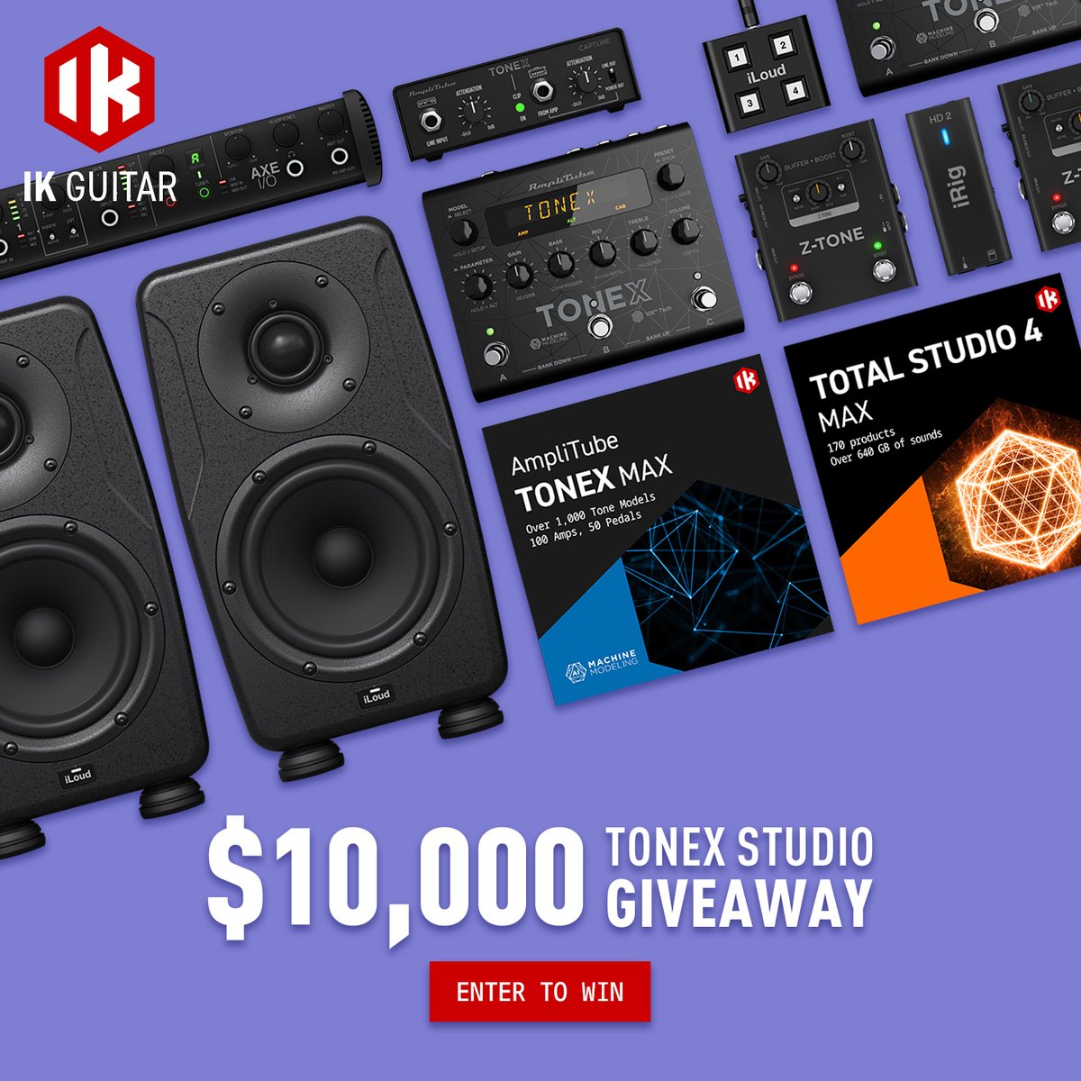 ikmultimedia's tweet image. We're hosting a $10,000 TONEX Studio Giveaway to celebrate users reaching 10,000 Tone Models on ToneNET! Enter now at bit.ly/10ktonexgiveaw….