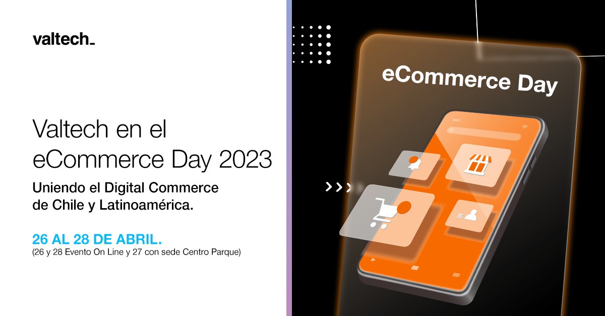 valtech_ar's tweet photo. Valtech se une a otros expertos del comercio electrónico y la transformación digital en el eCommerce Day Chile 2023, exploremos soluciones innovadoras, tendencias emergentes y nuevas oportunidades de crecimiento para los negocios digitales. 
¡Nos vemos del 26 al 28 de abril! https://t.co/vnlvRTIXsy