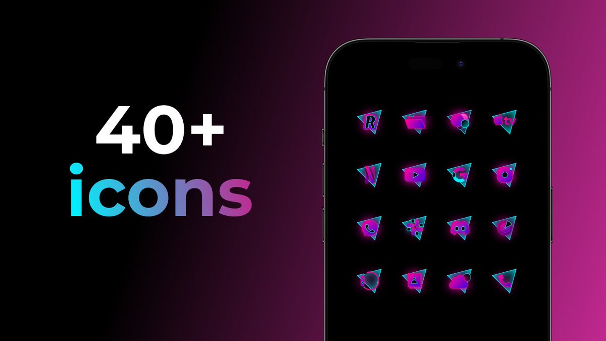 Elevate your phone's look with our Neon Nights Icon Pack: Retro Synthwave Style! With 40+ bold icons featuring the most popular apps, your phone will never be boring again. Get yours now 👉tienthai.gumroad.com/l/neon-icon-pa… #neon #icons #retrosynthwave #digitaldesign #customization #gaming