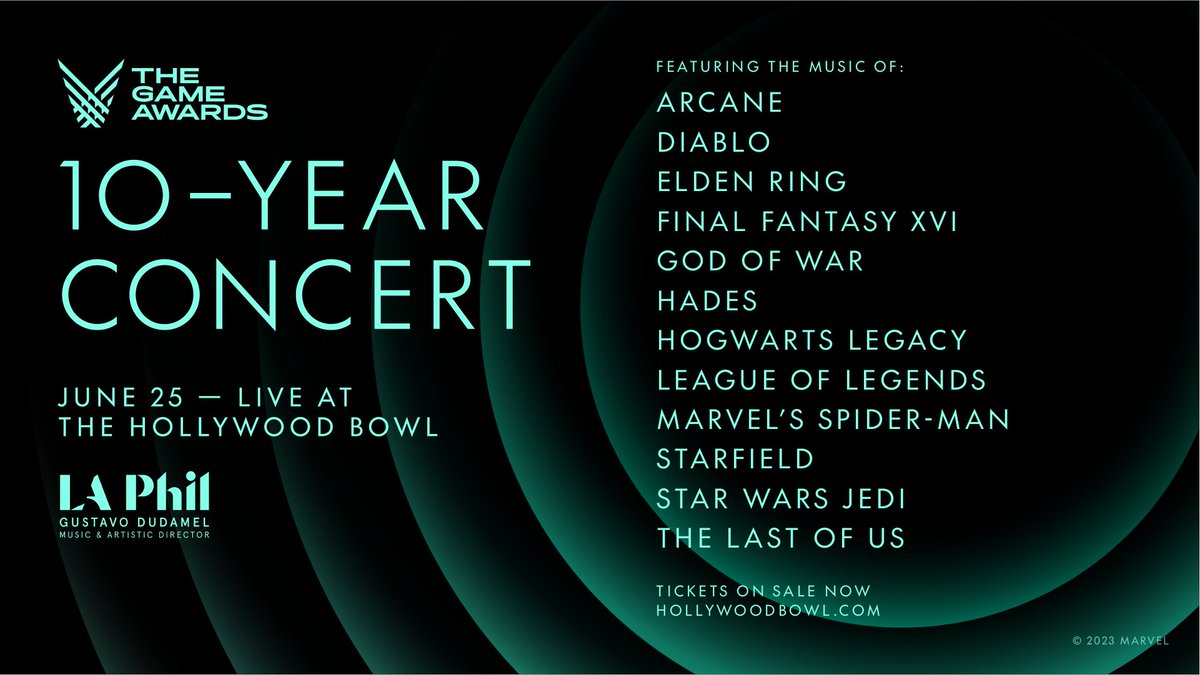 Here's your lineup for @TheGameAwards: 10-Year Concert. A historic evening at @HollywoodBowl on Sunday, June 25, featuring orchestral music performances from the past, present and future of video games. 🎟️ Tickets now on sale: bit.ly/tgaconcert