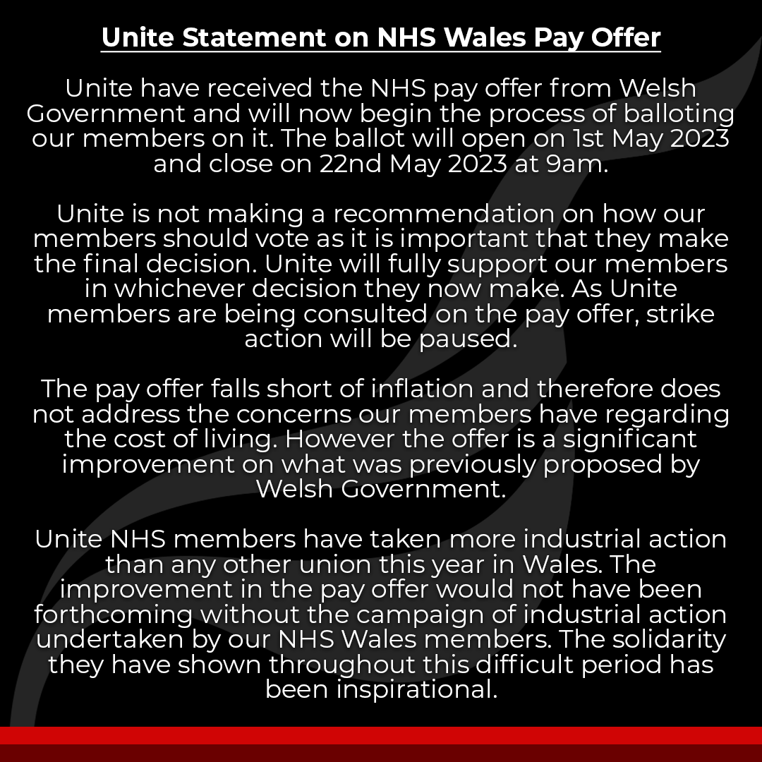Our statement on the NHS Wales Pay Offer ⬇️

#NHSPay