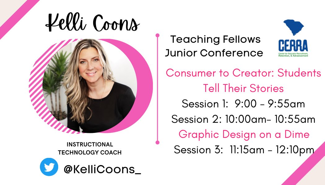 KelliCoons_'s tweet photo. Looking forward to working with future educators as @cerrasc hosts the Teaching Fellows Junior Conference this weekend. #cerra #scedtech #edtech #educoach https://t.co/EUdWbuHw5k