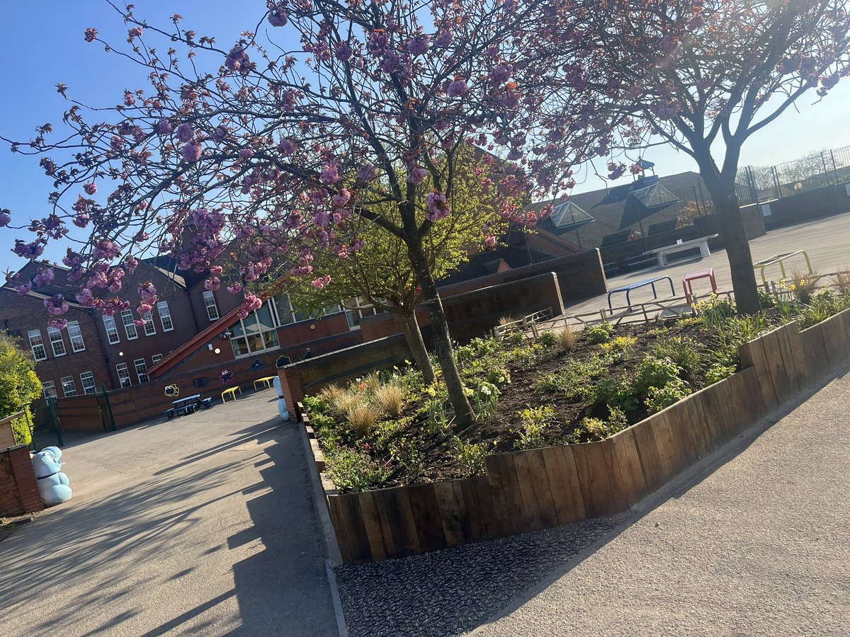 AbbeyMead_TMET's tweet photo. One of our favourite times of year at Abbey Mead as our grounds begin to burst into colour! 🌸🌺🌼 This year is even more exciting with our new outdoor classrooms and landscaped grounds to support our Sustainable Drainage Systems 💦 @TreesforCities @WildscapesCoop @EcoSchoolsLCC https://t.co/iHUY9BfZ8m