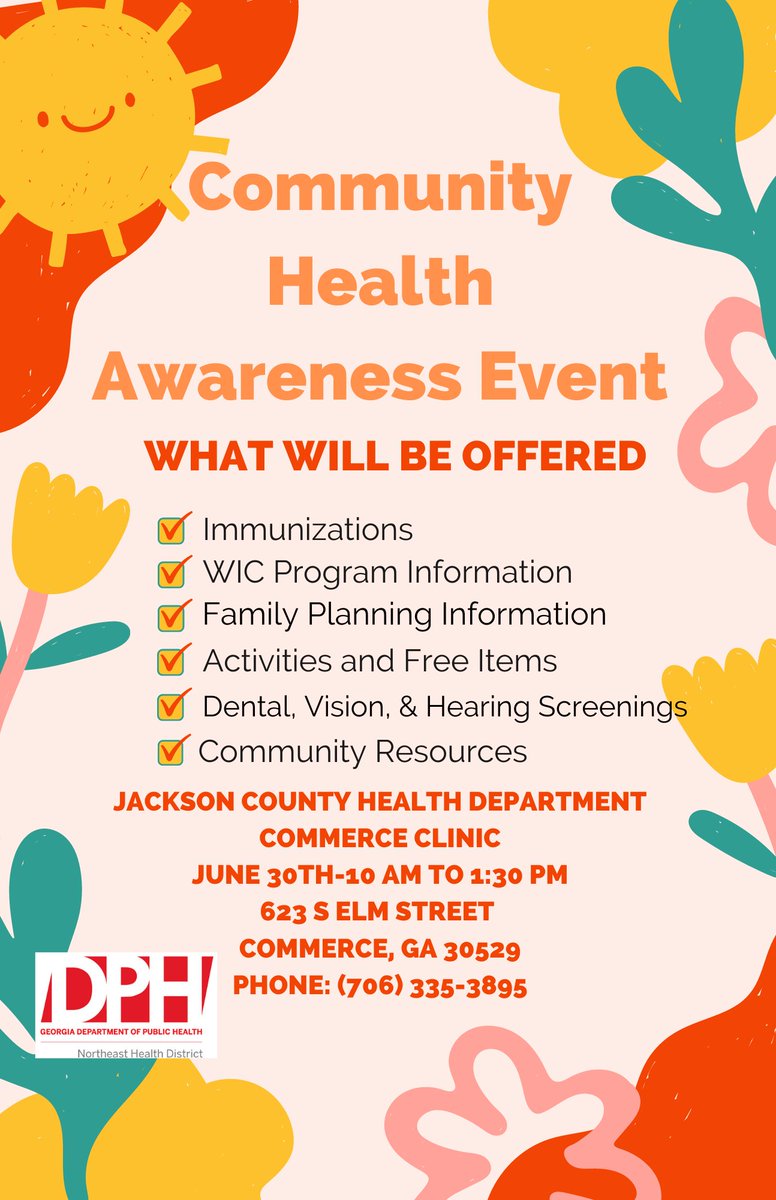 Jefferson Middle School (@jms_dragons) on Twitter photo Mark your calendars for the Community Health Awareness Event in collaboration with the <a href="/GaDPH/">GaDeptPublicHealth</a>. This is an affordable and convenient opportunity for rising 7th graders to get their required immunizations for the upcoming school year.
#jmsdragons #rising7thgrader #immunizations Mark your calendars for the Community Health Awareness Event in collaboration with the <a href="/GaDPH/">GaDeptPublicHealth</a>. This is an affordable and convenient opportunity for rising 7th graders to get their required immunizations for the upcoming school year.
#jmsdragons #rising7thgrader #immunizations