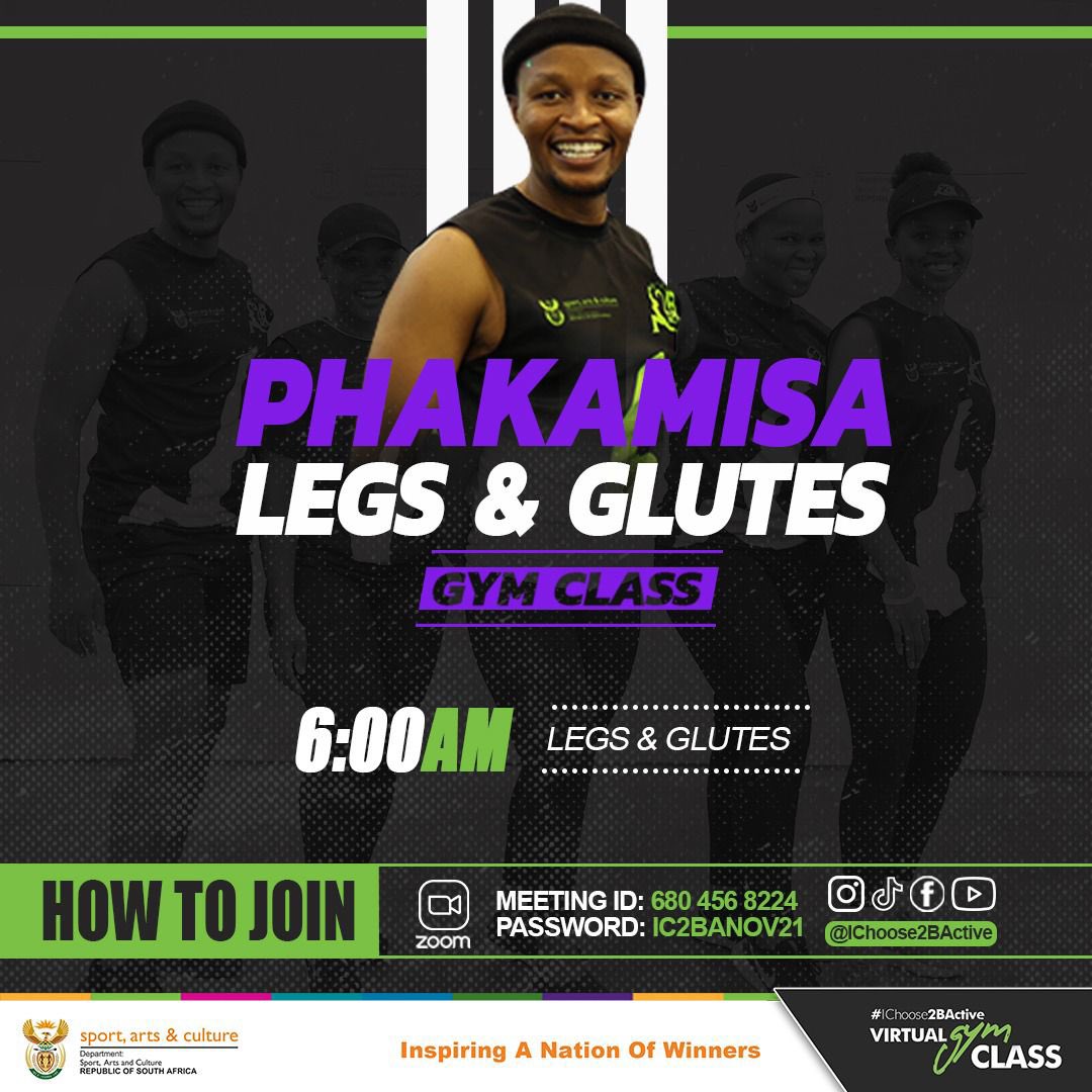 Ichoose2BActive's tweet photo. Just when you think #BodyTraining was hectic, bathi Friday si #PhakamisaLegs #glutes uvele ubone sofela kwi body goals.
Every Friday @6am we #PhakamisaLegs & glutes with @lusandamagxala
Choose umazkhethele SweatHearts🙃
Live on Zoom,Facebook Insta & Tiktok
#IChoose2BActive https://t.co/vAT7EHMGiB