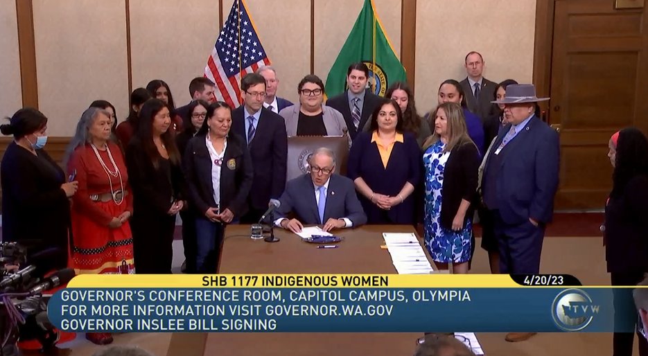 Gov. Inslee just signed #HB1177 to fund more resources to help solve cold cases of missing and murdered Indigenous people. #WALeg