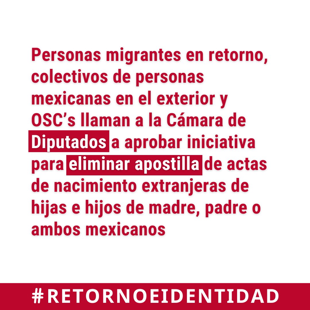 IMUMIDF's tweet photo. 📰 #Comunicado #DerechoALaIdentidad
📣 La niñez nacida en el extranjero, hijas e hijos de madre, padre o ambos mexicanos, también es mexicana. @Mx_Diputados eliminar #apostilla para facilitar su integración a su país, México.
➡️ https://t.co/W8KmRtNHAm https://t.co/Sz76vCB9WZ
