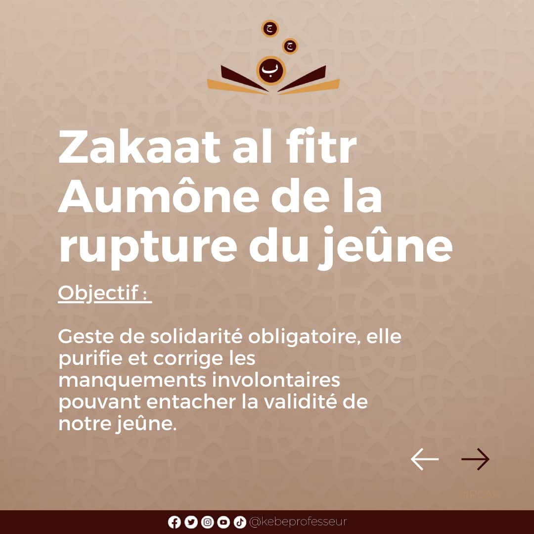 kebeprofesseur's tweet photo. L'essentiel sur le #Zakaat_Al_Fitr ou Aumône de la rupture.
Par le Professeur _Cheikh Ahmad Tidiane Kébé
#Profsseur_CATK
#CATK
Suite👇🏾 https://t.co/cZhMYphFy7